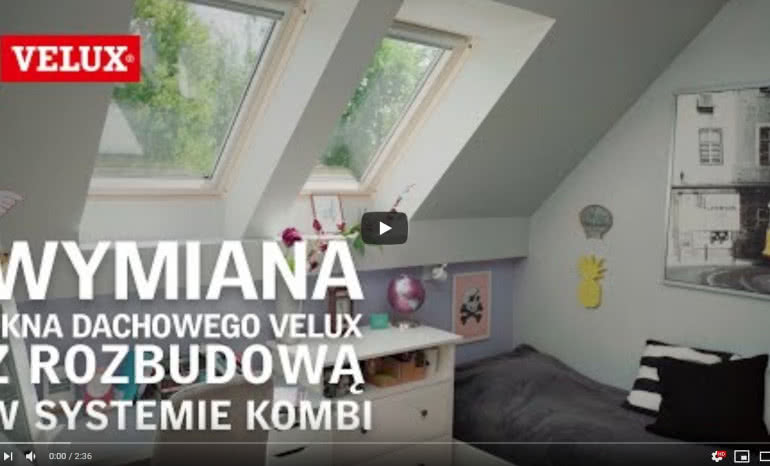 Wymiana okna dachowego Velux z rozbudową w systemie Kombi