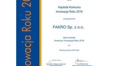 Markiza pionowa VMZ Solar INNOWACJĄ ROKU 2016