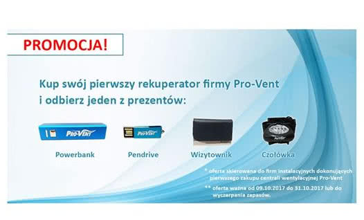 Promocja dla nowych instalatorów Pro-Vent Systemy Instalacyjne!